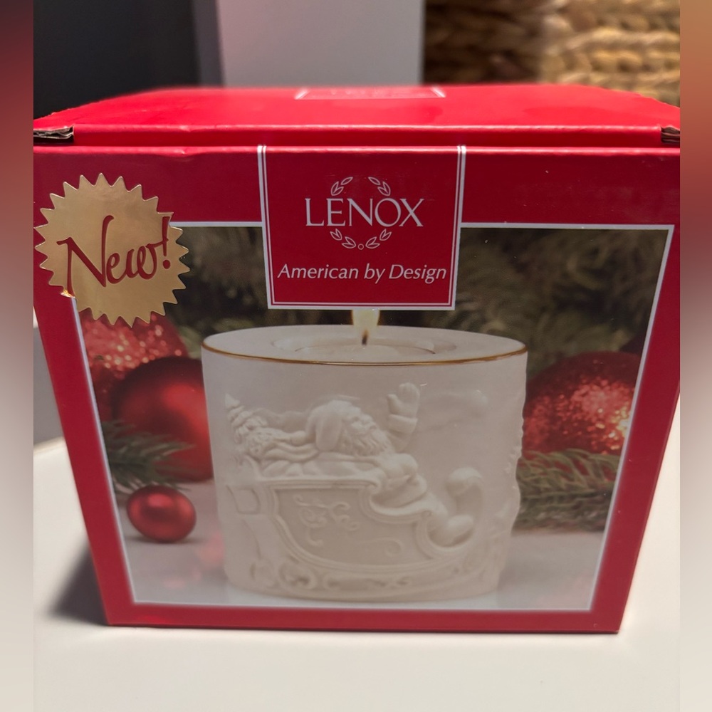 Lenox Radiant Light Santa Votive Candle Holder Tea Light in box